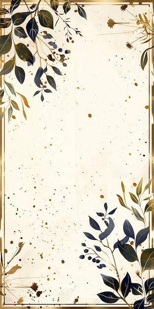 Фото Морской синий и золотой ботанический художественный дизайн рамы