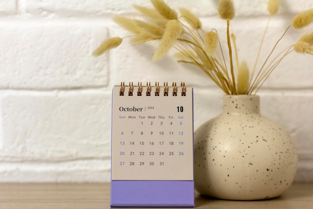 October 2024 desk calendar on your desktop for planning