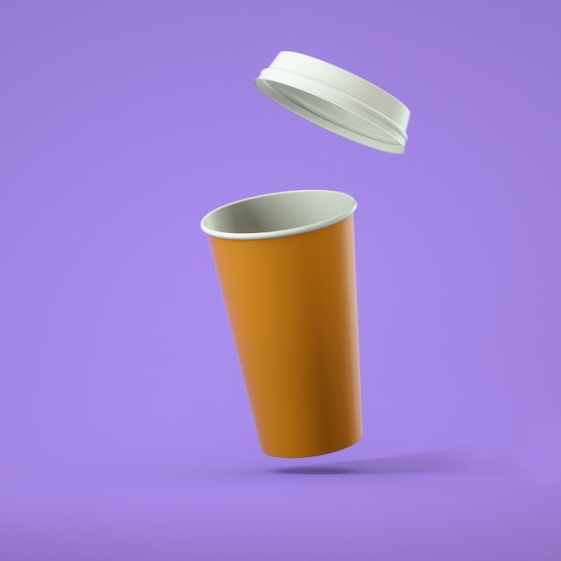 Orange coffee cup mockup with open cap