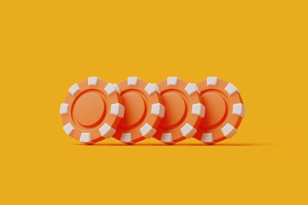 Фото Оранжевые фишки казино на желтом фоне