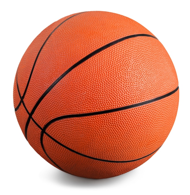 Foto oranje basketbal bal op witte achtergrond