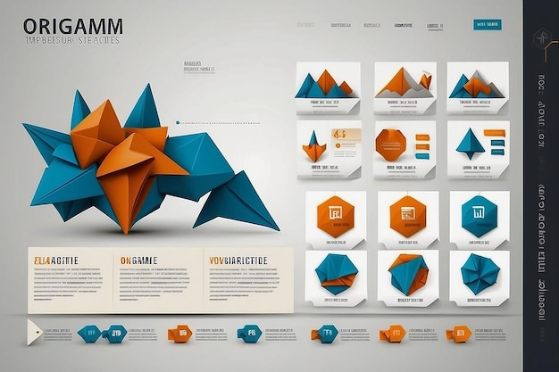 Photo origami website elegant design for business presentations website template design corporate website template