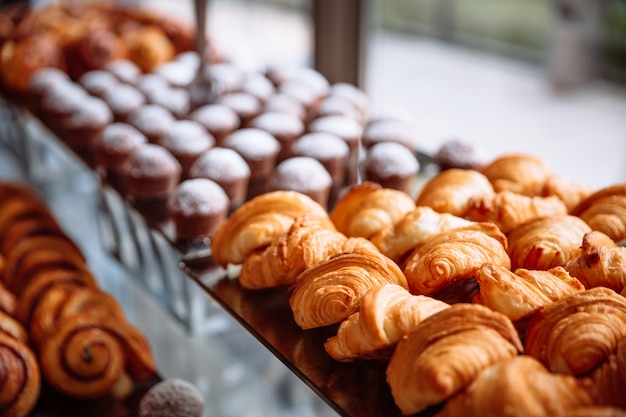 Photo pastries, croissants and muffins