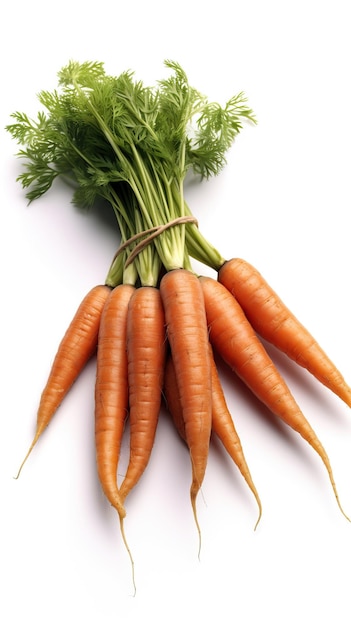 Фото свежие моркови, выделенные на белом