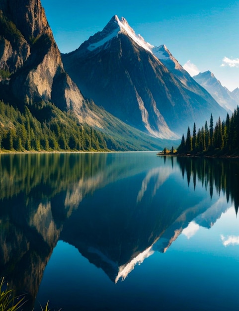 Фото Фото красота природы отражается в спокойном горном озере