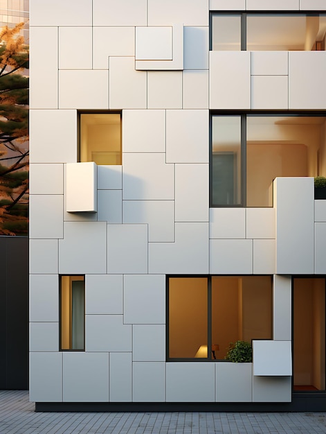 Фото Фото современного фасада с инновационными материалами и гладким дези-бланком с чистым креативным дизайном