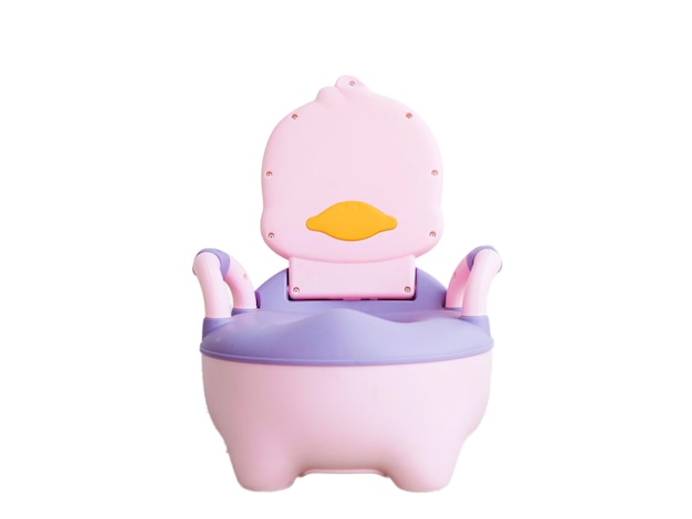 Photo pink plastic potty for children photo on white background potty for baby on white background baby learns to using toilet image of toilet training