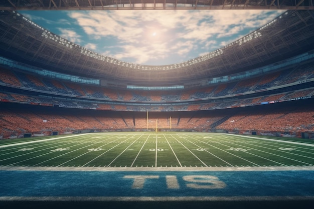 Photo picture of american football stat glowing stadium closeup