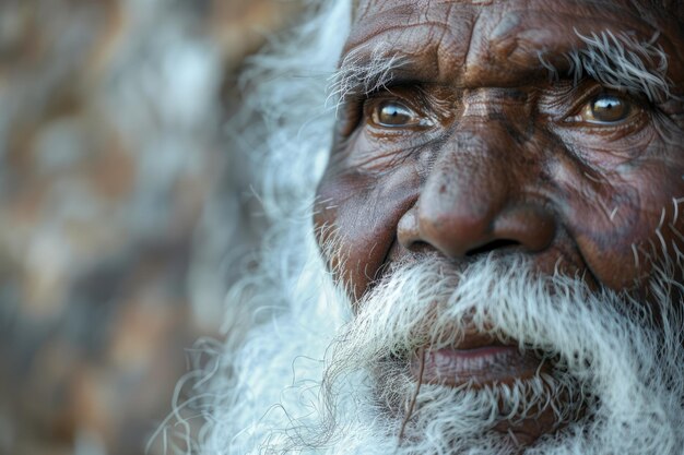 Photo portrait of aboriginal man with white beard in northern territory