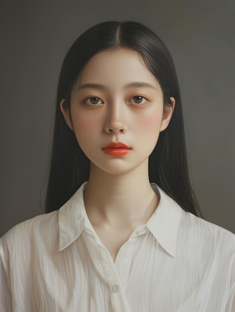사진 은 머리카락을 가진 아름다운 한국 여성들의 초상화
