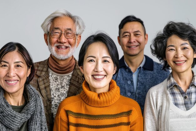 Foto ritratti di persone felici asiatiche isolate sullo sfondo