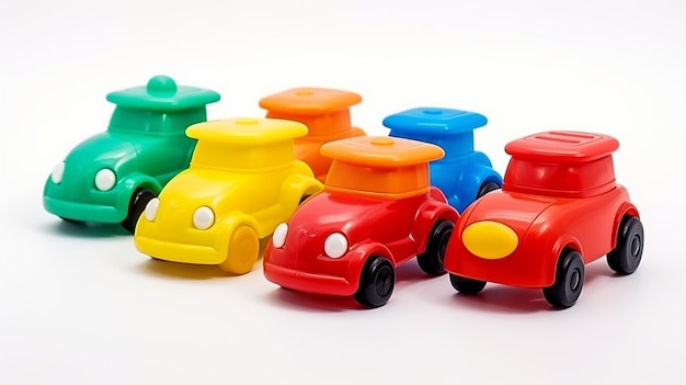 Foto giocattoli di plastica isolati su uno sfondo bianco
