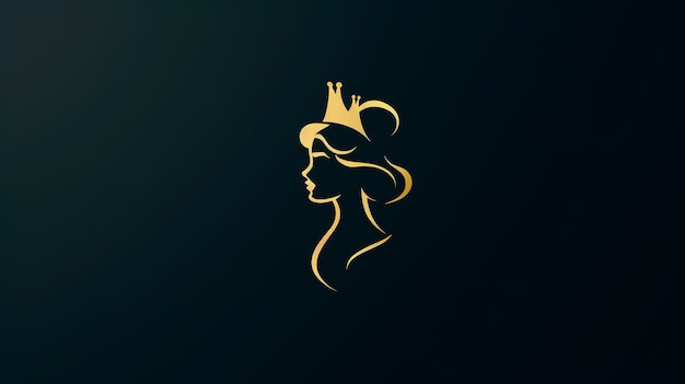 Photo princess logo minimalist a woman with long hair is shown on a background