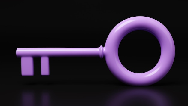Фото Фиолетовый ключ на черном фоне