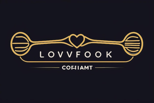 Фото Ресторан любовь и вилка с линейным стилем дизайна логотипа плоский вектор