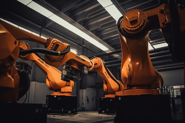 Роботы на складе с надписью «робот»