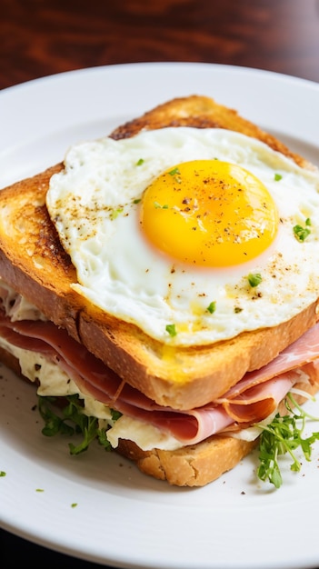сэндвич с сыром и яйцом на нем