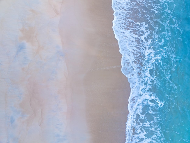 Sea surface aerial viewBird eye view photo of waves and water surface textureTurquoise sea sand background Beautiful nature Amazing view sea background