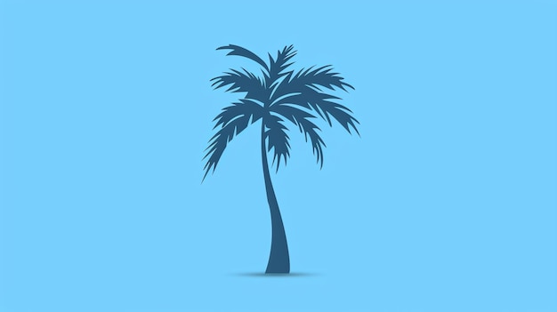 Фото Силуэт пальмы на синем фоне