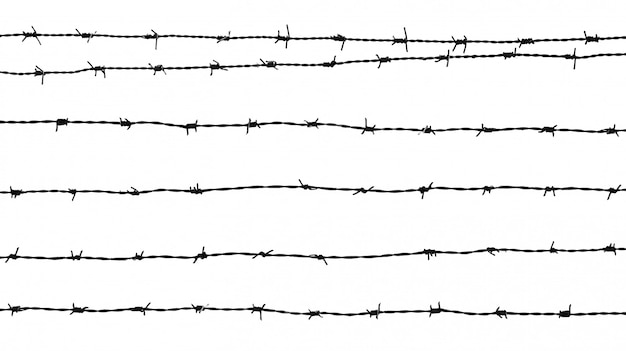 Silhouette of a barbed wire isolated on white background