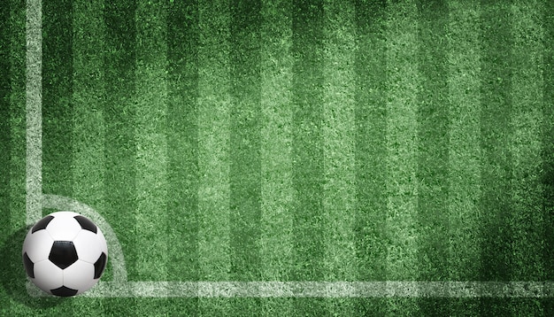 Фото Футбольный мяч на зеленой площадке