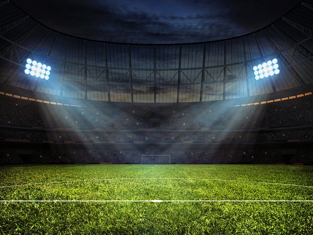 Photo soccer football stadium with spotlights