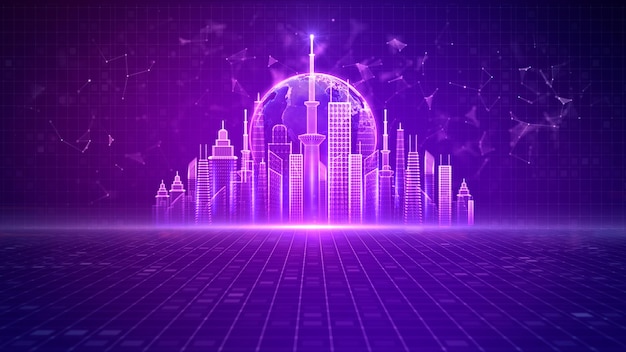 Smart City Of Cyberspace And Metaverse Technology Digital Network Connection
