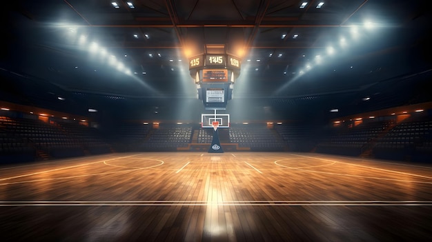 Photo sport stadium with indoor basketball court generative ai
