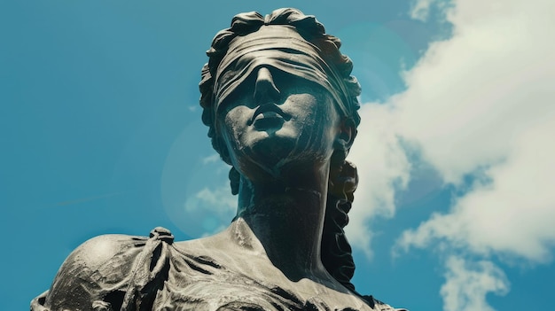 Foto una statua di una donna con i occhi bendati adatta a concetti di giustizia legale o equità