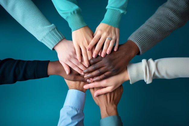 Photo strength meeting closeup hands person business togetherness friendship teamwork work support team together group