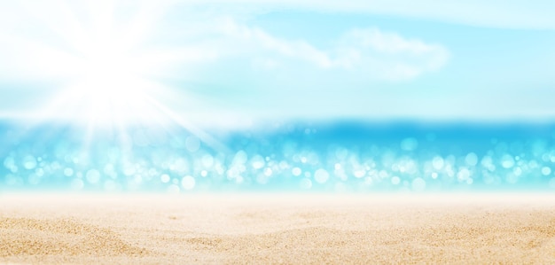 Photo summer tropical sea with sparkling waves sand and blue sunny sky