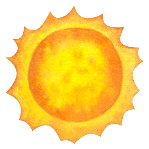 Фото Солнечные лучи оранжевый красный желтый круг неровные края закат восходит акварель иллюстрации изолированы