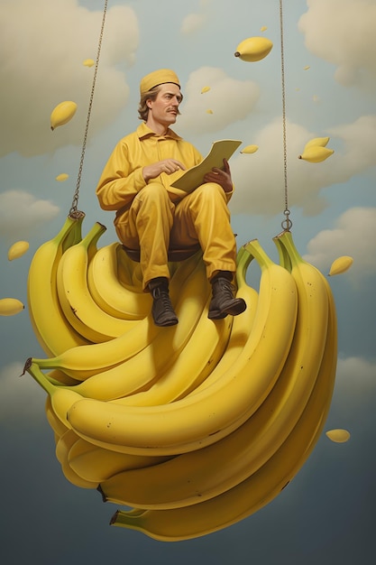 Photo the surrealism of man and banana