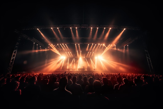 Светящийся свет сцены освещает восторженный рок Концерты пения Концерты танца или сцена для артиста