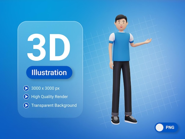 3D мальчик представляет что-то
