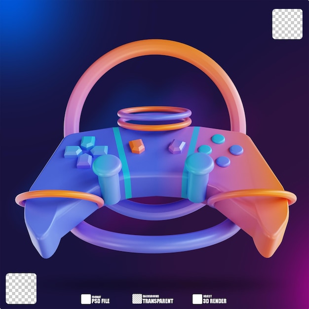 PSD 3d иллюстрация красочный игровой контроллер 4