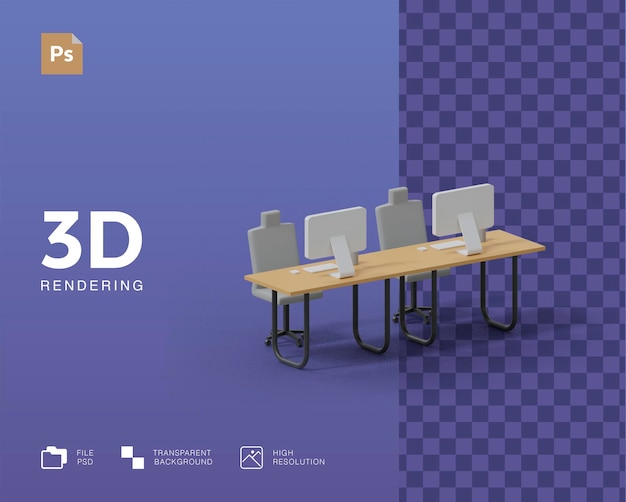 PSD 3d office illustration rendering