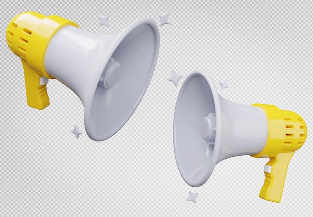 PSD 3d megaphone or loudspeaker isolated