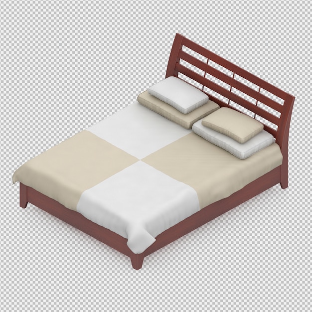 PSD 아이소 메트릭 침대의 3d 렌더링