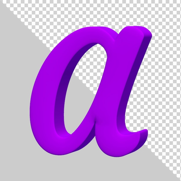 3D визуализация фиолетового алфавита буква a изолированная