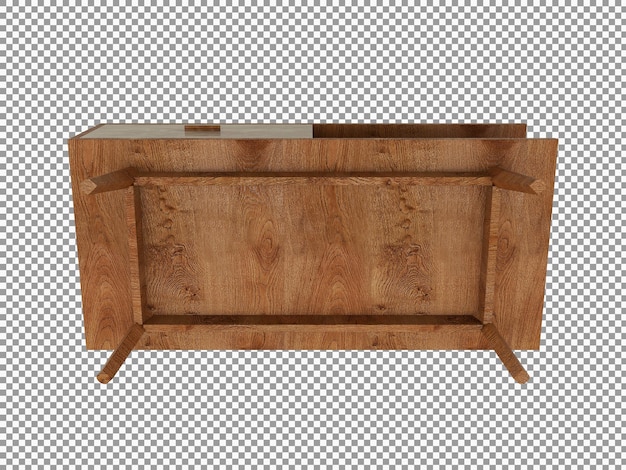 PSD 3d-рендеринг интерьера деревянного стола в гостиной изолирован