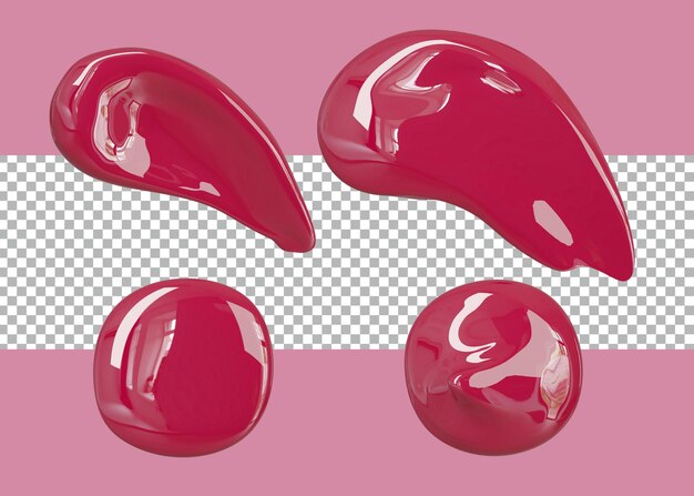 PSD 3d rendering lip gel liquid red color cosmetics tranparent