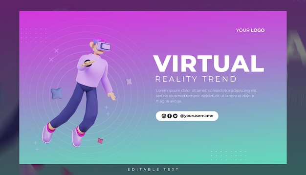 PSD Шаблон баннера в социальных сетях 3d виртуальной реальности