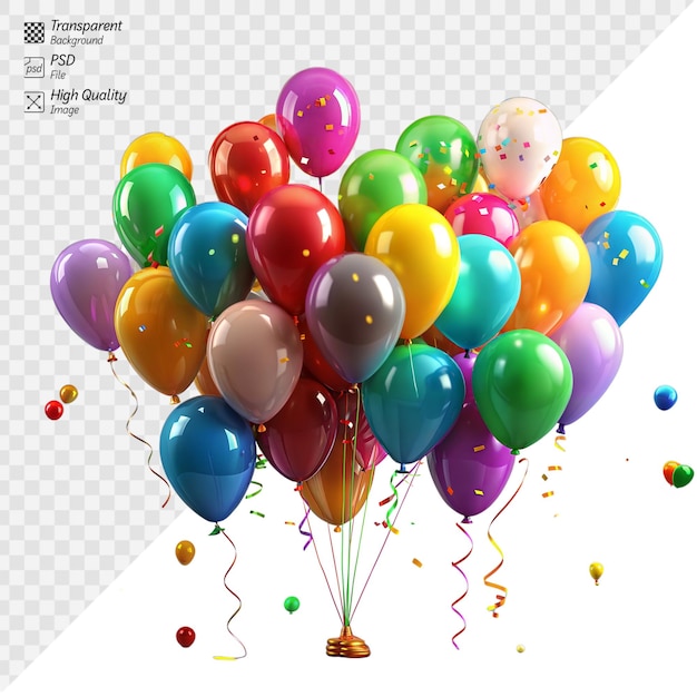 PSD Красочные балоны с конфетами и лентами, плавающие