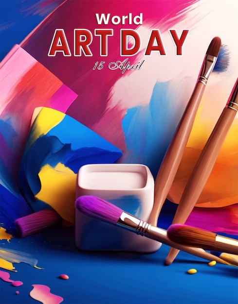 PSD красочный всемирный день искусства с фоновым дизайном в социальных сетях