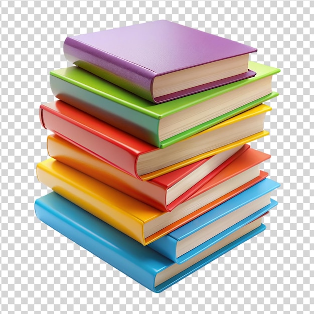 PSD Коллекция красочных книг в мягкой обложке, изолированные на белом фоне