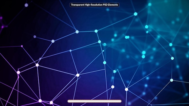 PSD Концепция коммуникационной сети на темном фоне с светящимися точками