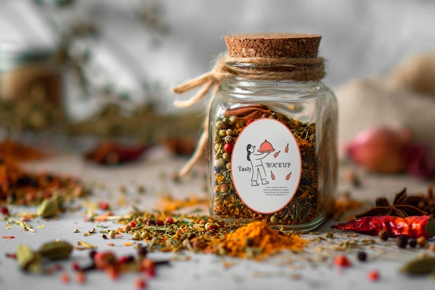 Condiments and spices jar mockup
