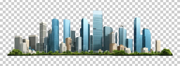 PSD city building skyline isolated on transparent background