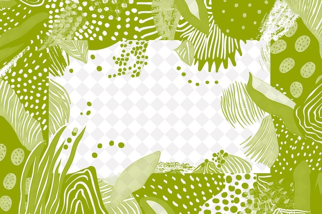 PSD Цветочный дизайн с зелеными и белыми цветами и листьями